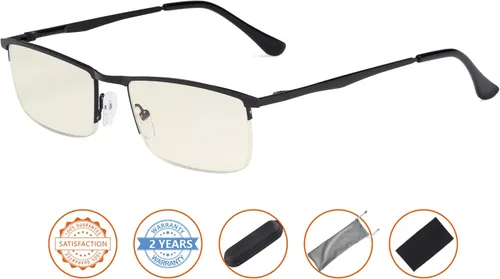 Vista 2 de CessBlu Protección UV,Anti rayos azules,Gafas de lectura de computadora de medio borde