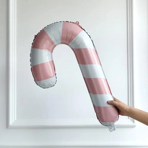 Vista 6 de Kit de arco de guirnalda de globos de Navidad de 140 unidades, globos de bastón de caramelo rojo y rosa, globo de aluminio de piruleta dulce