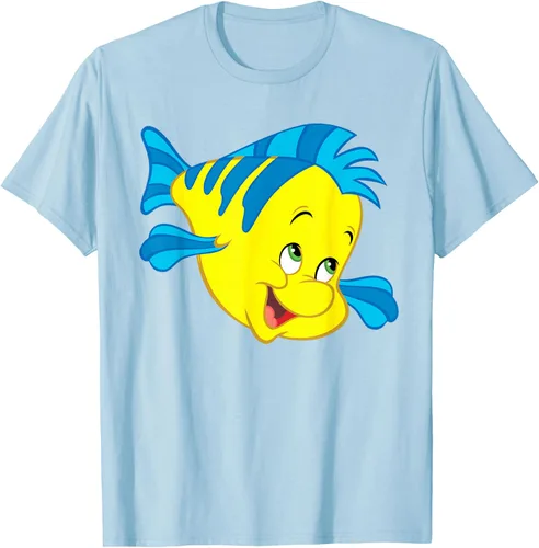 Vista 113 de Disney Camiseta de disfraz de cara grande de la Sirenita Flounder Sidekick