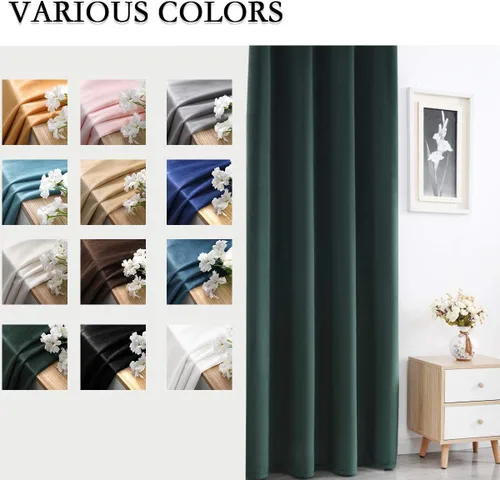 Vista 6 de SPXTEX Cortinas Opacas de Terciopelo Verde - 84 Pulgadas de Largo, Bloqueo de Luz, Parte Superior con Ojales, Aislamiento de Calor, Térmico