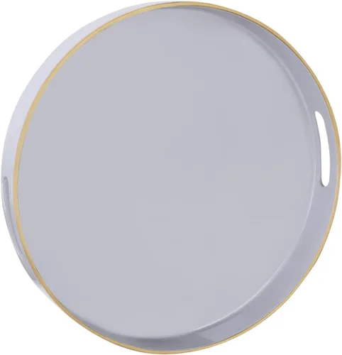 Vista 13 de MAONAME - Bandeja decorativa verde oscuro, bandeja de servir redonda de 13 pulgadas con asas, bandejas de plástico para mesa de café, bandejas