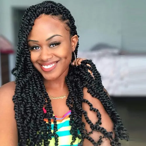Vista 6 de TOYOTRESS Tiana Passion Twist Hair – 6 pulgadas, 2 piezas de trenzas de ganchillo pretrenzadas color negro natural, extensiones de cabello sintético