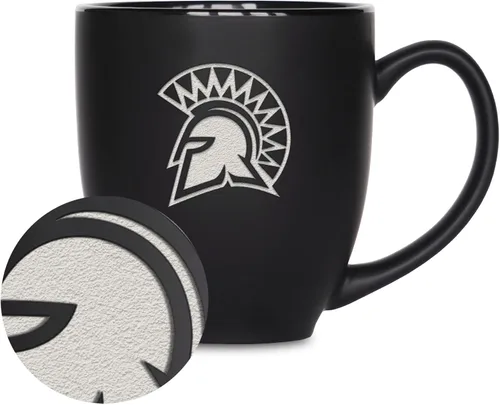 Vista 155 de Rico Industries - Taza de cerámica mate negra con grabado láser estándar de 15oz para NCAA (escuelas T & U) - Para bebidas calientes o frías