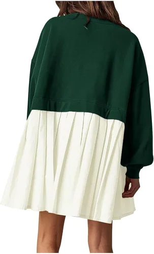 Vista 5 de Vestidos de regreso a casa para Mujer, Sudadera de Manga Larga, minivestidos de retales Vestido tipo Jersey