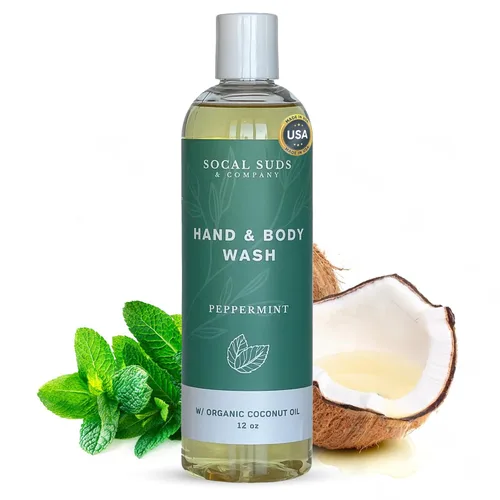 Vista 9 de SoCal Suds & Company Gel de baño orgánico - Jabón líquido suave para manos y cuerpo para hombres y mujeres, fabricado con aceites orgánicos y aceite