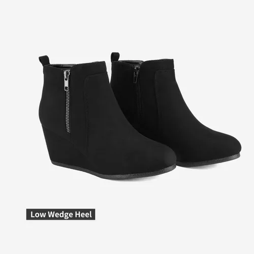 Vista 2 de DREAM PAIRS Botines de cuña baja de gamuza para mujer