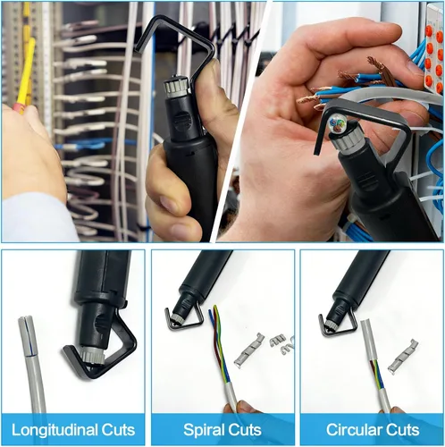 Vista 4 de Herramienta para pelacables redondos: diámetro de 3/16 a 1 1/8 pulgadas, profundidad ajustable: para cortes longitudinales, espirales y circulares