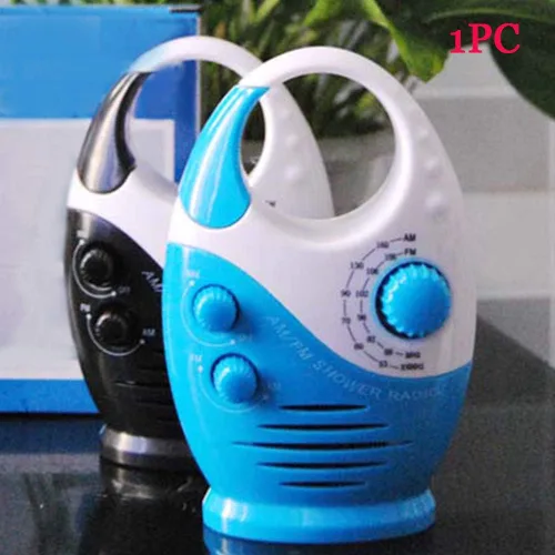 Vista 6 de Radio de ducha impermeable, radio AM/FM a prueba de salpicaduras con mango superior para uso en baño al aire libre - Altavoz integrado y volumen
