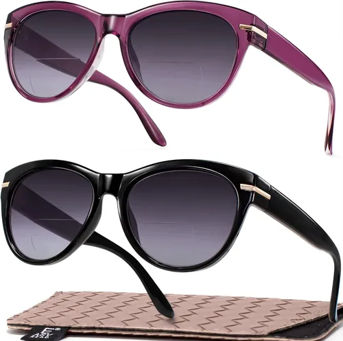 Vista 7 de EASY READ Pack de 2 lentes de sol bifocales para leer para mujer, lentes de sol modernos con protección UV400