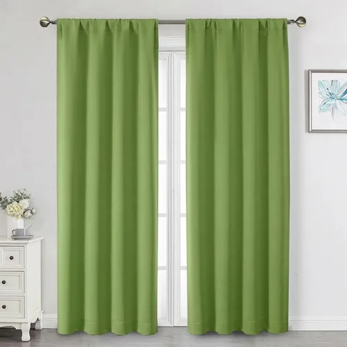 Vista 14 de Cortinas opacas para dormitorio, sala de estar, juego de 2 paneles de 54 pulgadas de largo, cortinas de oscurecimiento de habitación con aislamiento