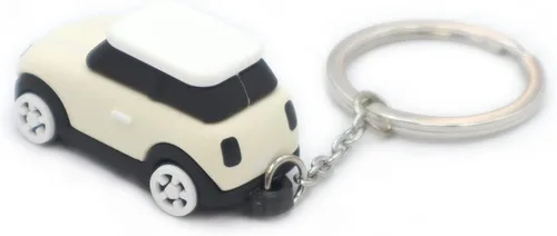 Vista 3 de 3D OM Llavero con modelo de silicona MINI, elegante lindo adorable, cadena de plata, colores acromáticos-blanco, gris