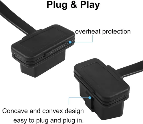 Vista 2 de YACSEJAO 16Pin OBD2 macho a hembra Cable de extensión 3FT OBD II Cinta plana Adaptador de diagnóstico de coche con conectores en ángulo