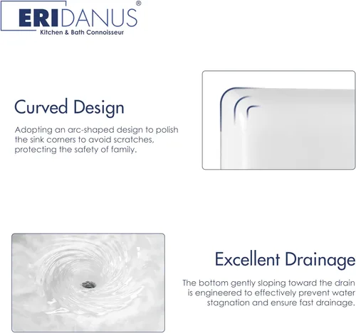 Vista 4 de Eridanus Lavabo de Baño Rectangular 43" x 16", Lavabo Vasija de Cerámica Vítrea de Dos Orificios, Montaje en Encimera y Pared, Lavabo Flotante