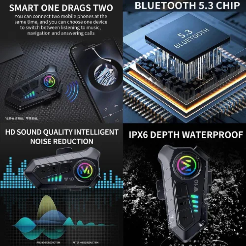 Vista 5 de Cascos modulares de motocicleta con Bluetooth, aprobados por DOT, casco de motocicleta de cara completa abatible con doble visera, con altavoces