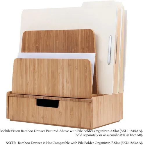 Vista 4 de Mobilevision Cajón de bambú, solución de almacenamiento apilable para productos de oficina, bolígrafos, lápices, tijeras, blocs de notas, tarjetas