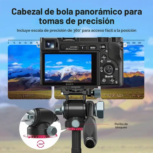 Vista 3 de Cabezal fluido de video para trípode de cámara, ULANZI U-190 Mini cabeza