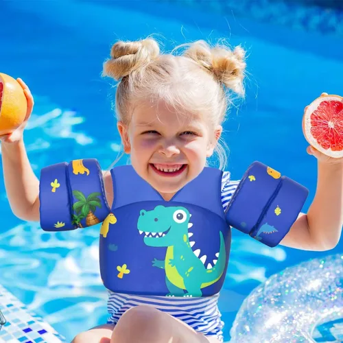 Vista 7 de DOOHALO Flotadores de natación para niños de 28 a 70 libras, chaleco flotante de hombro para niños de 2 a 8 años de edad, para niños y niñas, bebés
