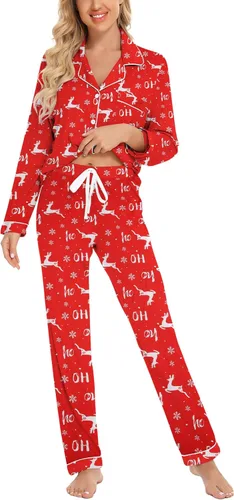 Vista 30 de Leikar Button Up Pajamas For Women Long Sleeve Viscose Soft Pjs Lounge bean paste