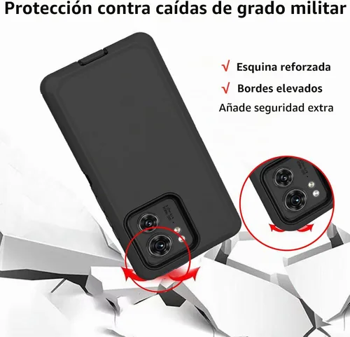 Vista 6 de Funda protectora resistente para Motorola Edge 2023 (no para la versión Edge+), resistente a prueba de golpes, a prueba de polvo, 3 en 1, para Negro