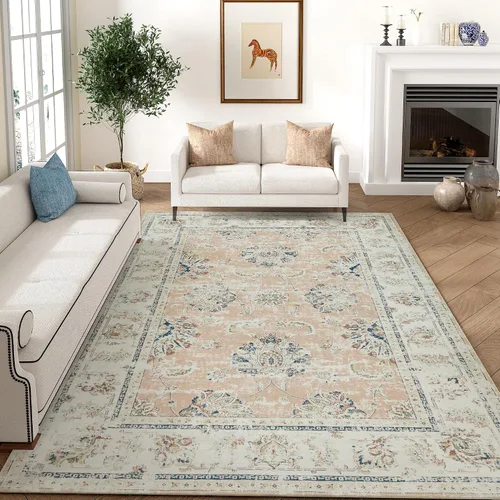 Vista 45 de jinchan Fiora - Alfombra lavable de área pequeña, alfombra de entrada floral de medio círculo de 2 x 3, tapete de media luna de pelo bajo, suave