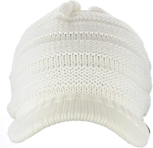 Vista 18 de C.C Gorro de punto trenzado cálido y grueso con visera