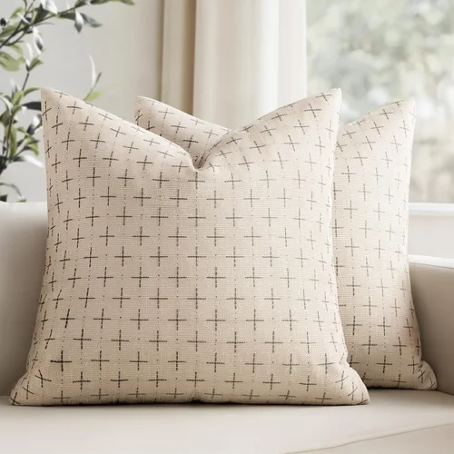 Vista 34 de MIULEE - Juego de 2 fundas de almohada decorativas de lino de arpillera, modernas, estilo campestre, rústicas, tejidas, con textura, para sofá, Gris