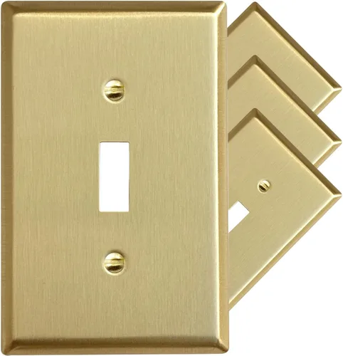 Vista 32 de Rio Salto BRASS Signature Collection MIDSIZE - Placa de pared de metal dorado para interruptor de luz o cubierta de tomacorriente, placa de pared