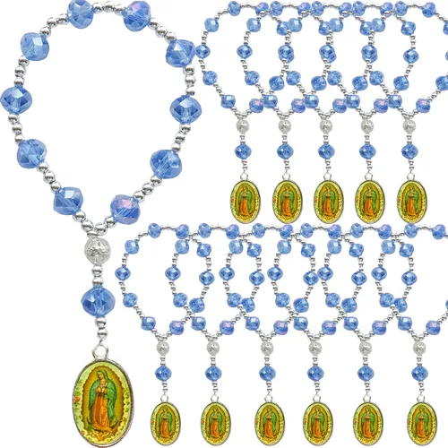 Vista 7 de Pulsera religiosa de cristal, 12 pulseras de Nuestra Señora de Guadalupe para Primera Comunión Bautizo Favor