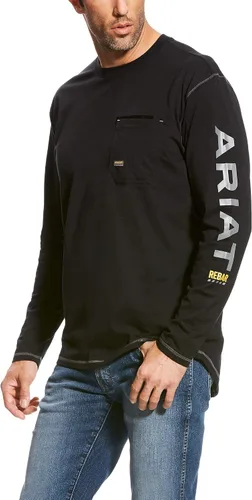 Vista 16 de Ariat Hombres Rebar Workman Logo Manga Larga Cuello Redondo Aguacate/Haya