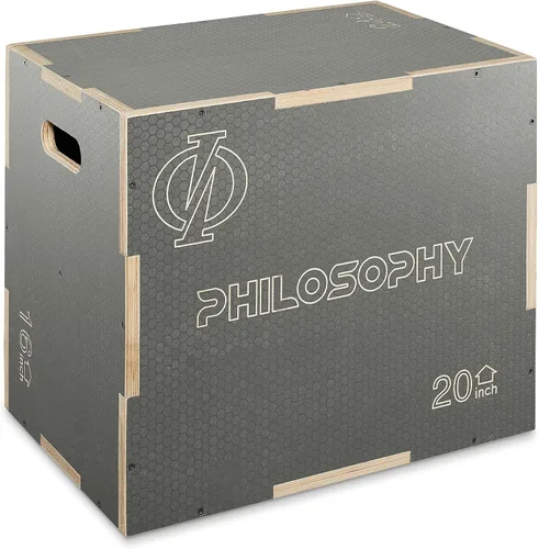 Vista 7 de Philosophy Gym Caja pliométrica de madera antideslizante 3 en 1 para entrenamiento y acondicionamiento Negro