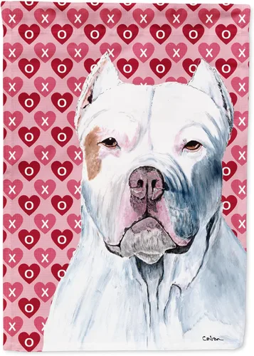 Vista 121 de Caroline's Treasures SS4484GF Bandera de jardín con diseño de bulldog inglés y corazones para el Día de San Valentín, bandera decorativa para patio