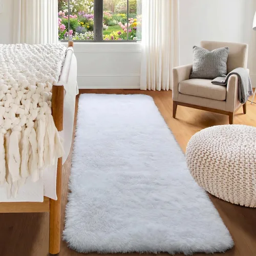 Vista 110 de ONASAR - Alfombra de pasillo negra de 2 x 6 pies, esponjosa, lavable, ultrasuave, afelpada, peluda, tapete para bebés, dormitorio de niños, armario