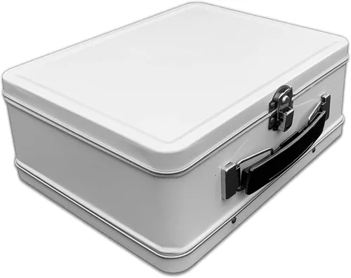 Vista 4 de Hágalo usted mismo - Lonchera blanca mediana para almacenamiento, manualidades y actividades divertidas para álbumes de recortes