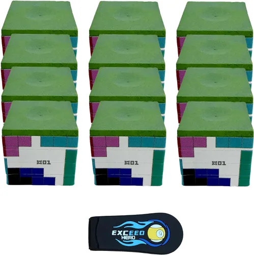 Vista 26 de Taco de billar premium para billar (cuadrado clásico, azul, 12 piezas)