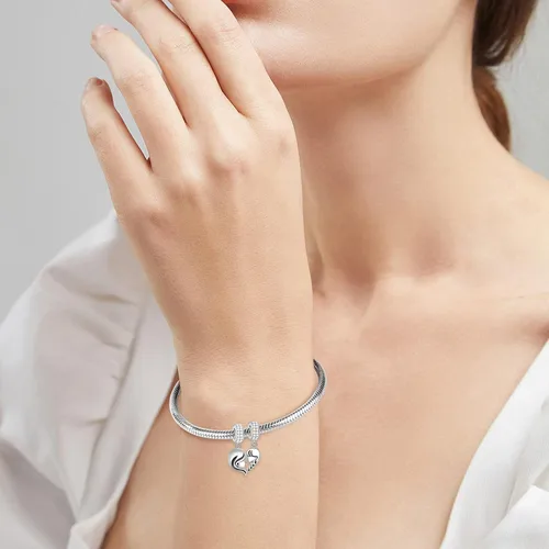 Vista 5 de GNOCE Dijes familiares de plata de ley 925 con colgante de plata de ley 925 para pulsera collar joyería regalos para madre y padre