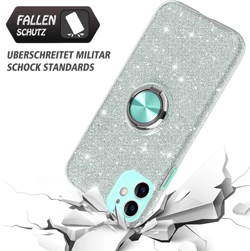 Vista 7 de Funda para iPhone 11, funda para iPhone 11, delgada, brillante, suave, TPU a prueba de golpes, anillo protector de protección híbrida para niñas