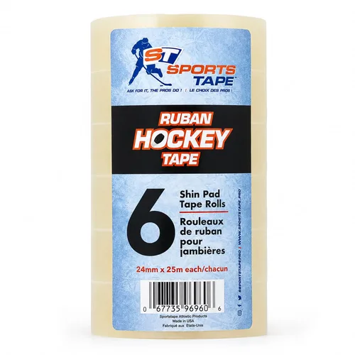 Vista 9 de ST SPORTS TAPE - Cinta de hockey transparente, paquete de 3 – Espinilleras de agarre fuerte y cinta para calcetines – Impermeable, fácil de rasgar