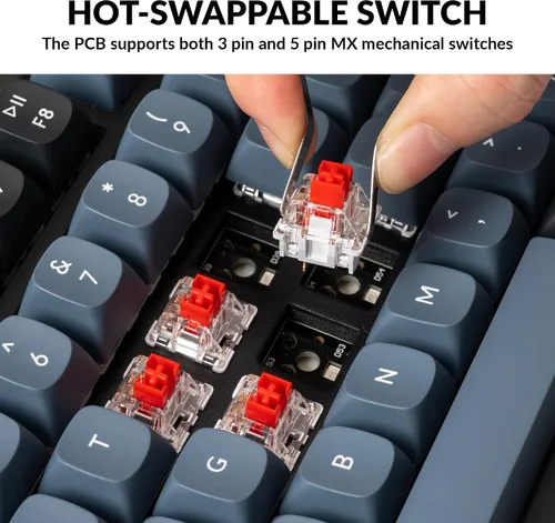 Vista 2 de Keychron V1 - Pomo de teclado mecánico personalizado con cable 75 de diseño QMKVIA programable con interruptor Keychron K Pro rojo compatible