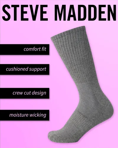 Vista 2 de Steve Madden Women's Socks Athletic Performance Running Socks Cushion Crew Socks for Women (4 Pack)