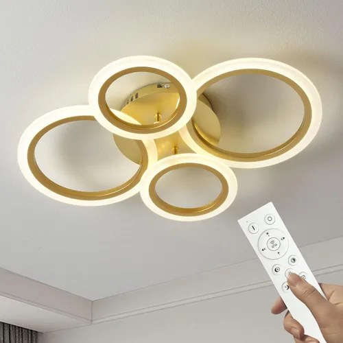 Vista 11 de Moderna lámpara LED de techo de 22 pulgadas, 36 W, 3000 lúmenes, 3000 – 6500 K, regulable con control remoto, lámpara de techo empotrada para Negro