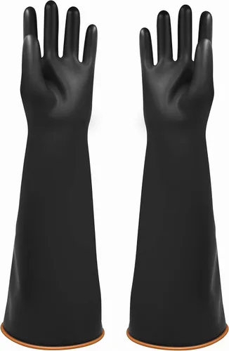 Vista 8 de Guantes de látex resistentes, 14, 18, 22 pulgadas, guantes de goma industriales impermeables para trabajo, color negro, talla XL