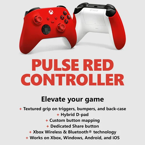 Vista 2 de Xbox Core Wireless Gaming Controller – Pulse Red Series X S, One, Windows PC, Android, and iOS