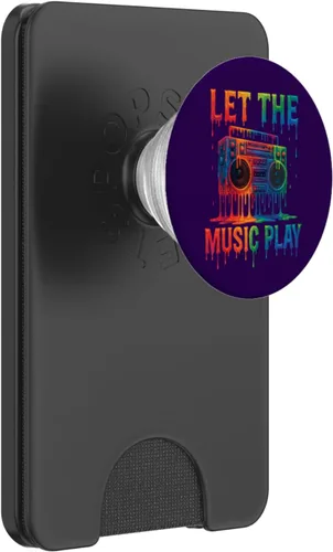 Vista 8 de Freestyle Music Let The Music Play Retro Drip Boombox Color PopSockets Adhesivo PopGrip