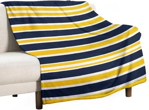 Vista 49 de Manta de rayas náuticas amarillas y azul marino, moderna, ultrasuave, manta de microfibra para sofá, cama para niños y adultos, 30 x 40 pulgadas