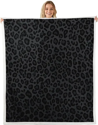 Vista 10 de Homewish Abstract Leopard Kids Throw Blanket,Cheetah Skin Wild Animals Bed Blanket for Girls Boys Women,Geometric Stripes Fashion Fleece