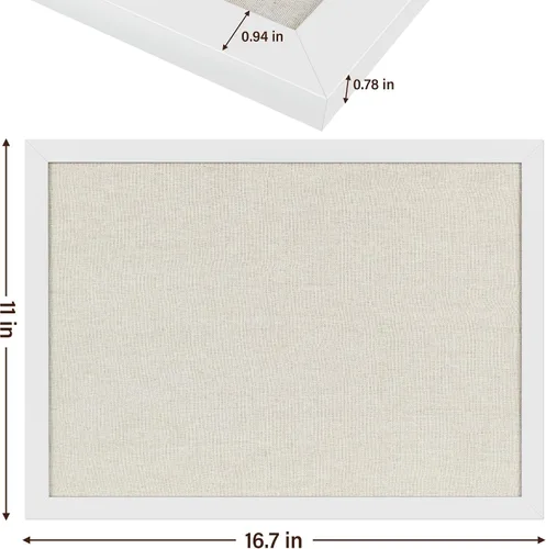 Vista 6 de Tablero de anuncios de corcho de 16.7 x 11 pulgadas, paquete de 2 tableros de corcho pequeños de lino con marco para paredes, bonito tablero