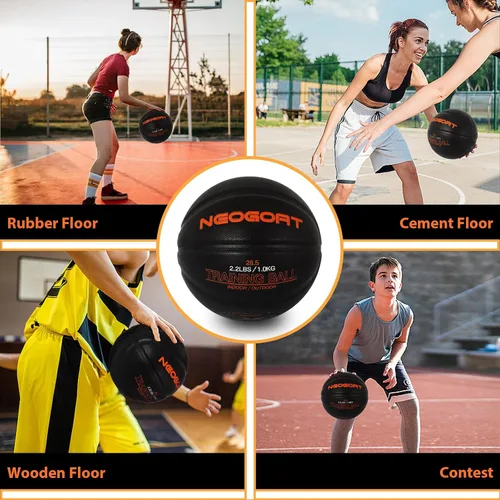 Vista 5 de 3LBS/2.2LBS 29.5"/28.5" Weighted Heavy Basketball Training Equipment for in& Outdoor Improving Handling Dribbling, Passing&Rebounding Skills