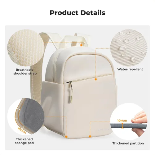 Vista 6 de K&F CONCEPT Mochila para cámara, bolsa ligera para fotógrafos, bolsa de fotografía portátil compatible con Canon/Nikon/Sony, color beige