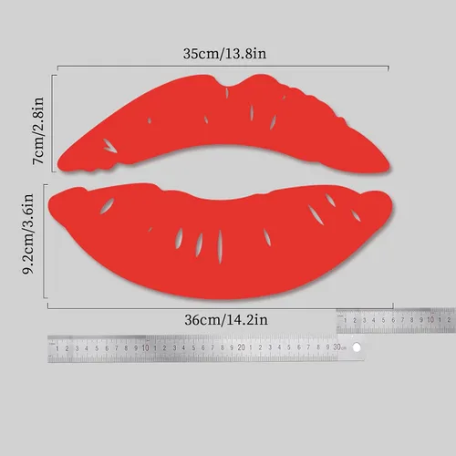 Vista 2 de 2 juegos de calcomanías de pared 3D con espejo de labios grandes, calcomanías de pared en forma de beso, murales de acrílico autoadhesivos