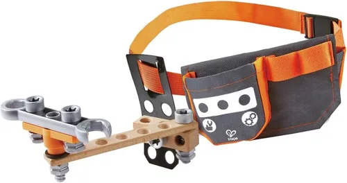 Vista 4 de Hape Junior Inventor Scientific - Cinturón de herramientas 19 piezas de componentes utilitarios STEAM cinturón de almacenamiento de herramientas